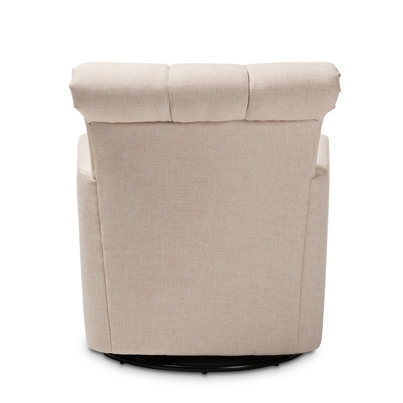Bowery Hill Beige Fabric Upholstered Swivel Chair