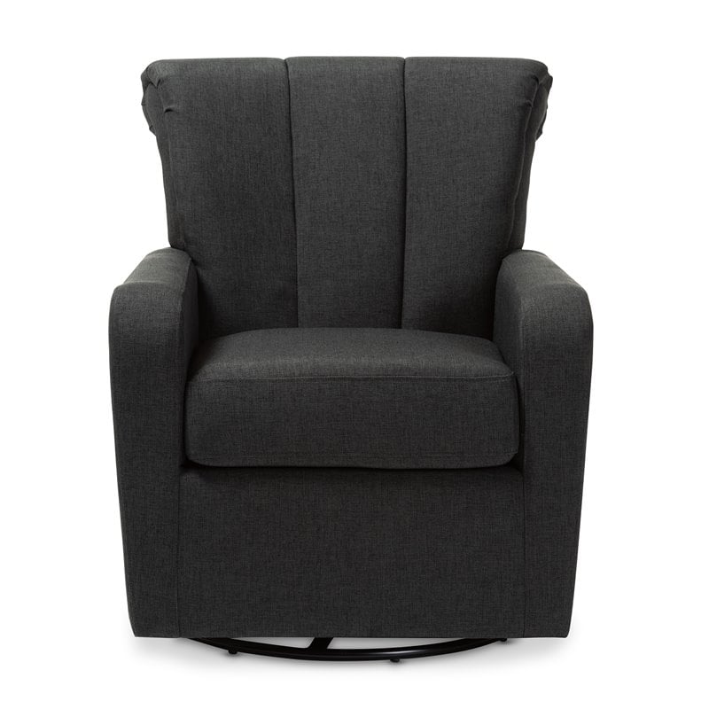 Bowery Hill Grey Fabric Upholstered Swivel Chair