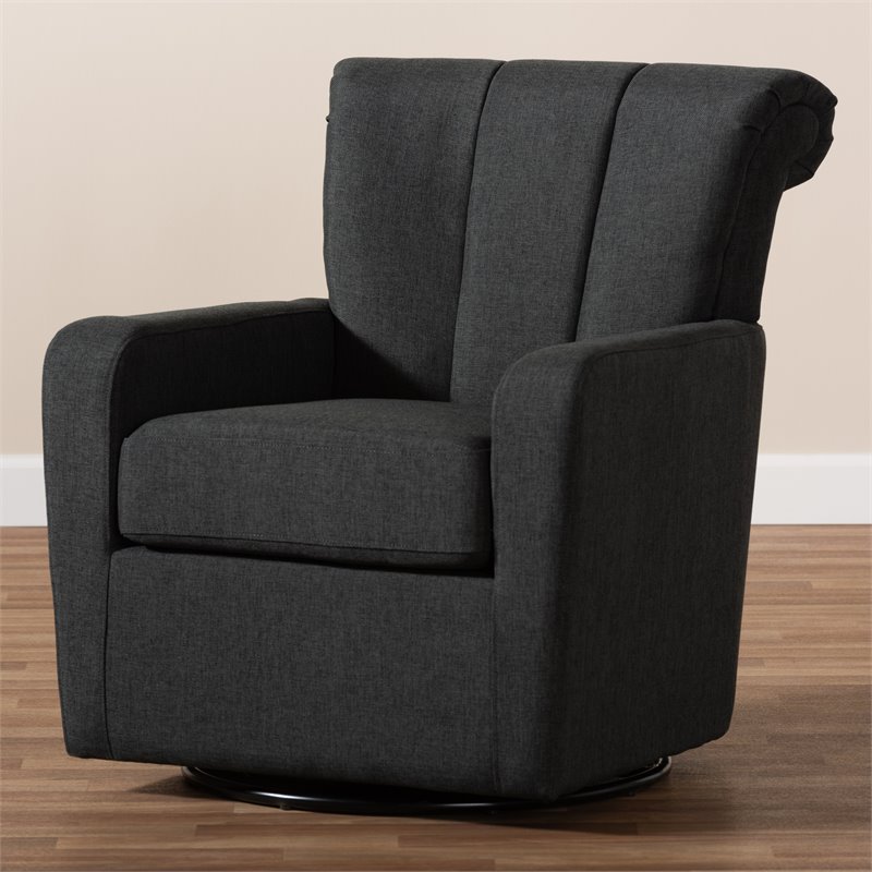 Bowery Hill Grey Fabric Upholstered Swivel Chair