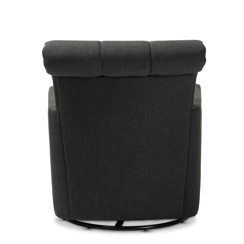 Bowery Hill Grey Fabric Upholstered Swivel Chair