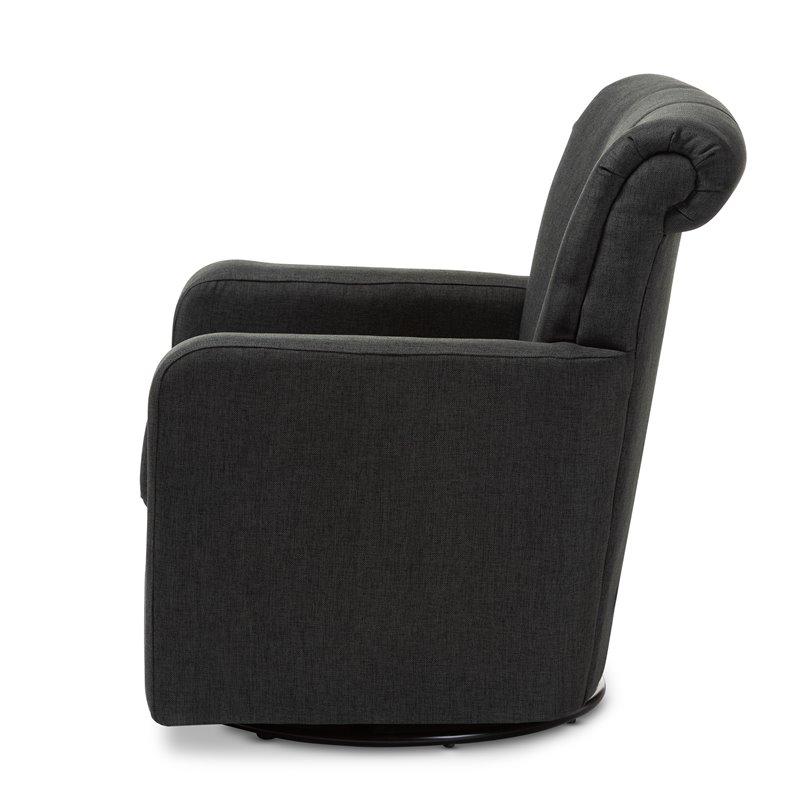 Bowery Hill Grey Fabric Upholstered Swivel Chair