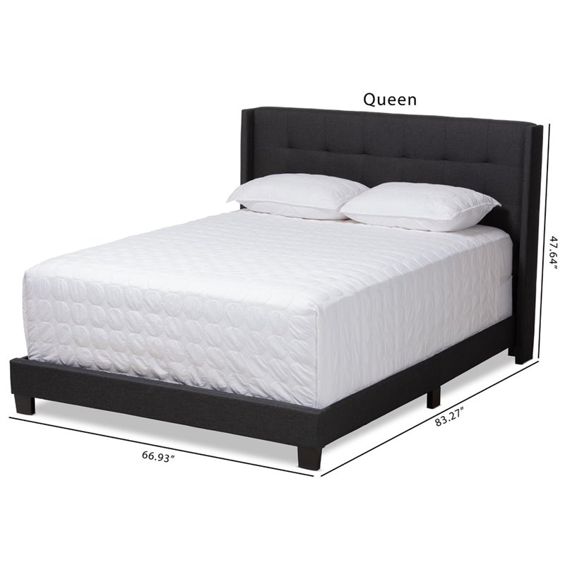 Bowery Hill Upholstered Fabric Tufted Queen Bed in Grey
