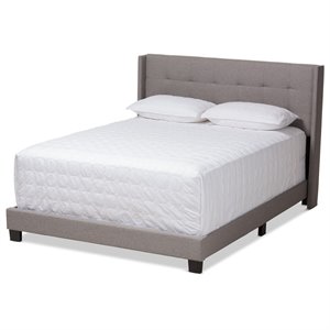 Bowery Hill Upholstered Fabric Tufted King Bed in Grey