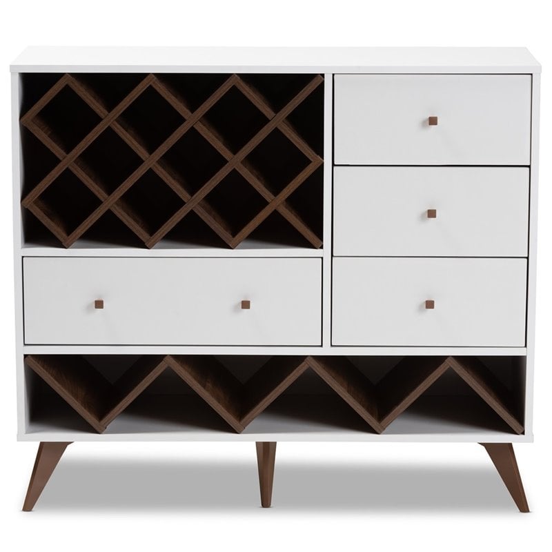 Bowery Hill Wood Wine Cabinet in White and Walnut
