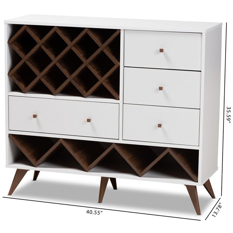 Bowery Hill Wood Wine Cabinet in White and Walnut
