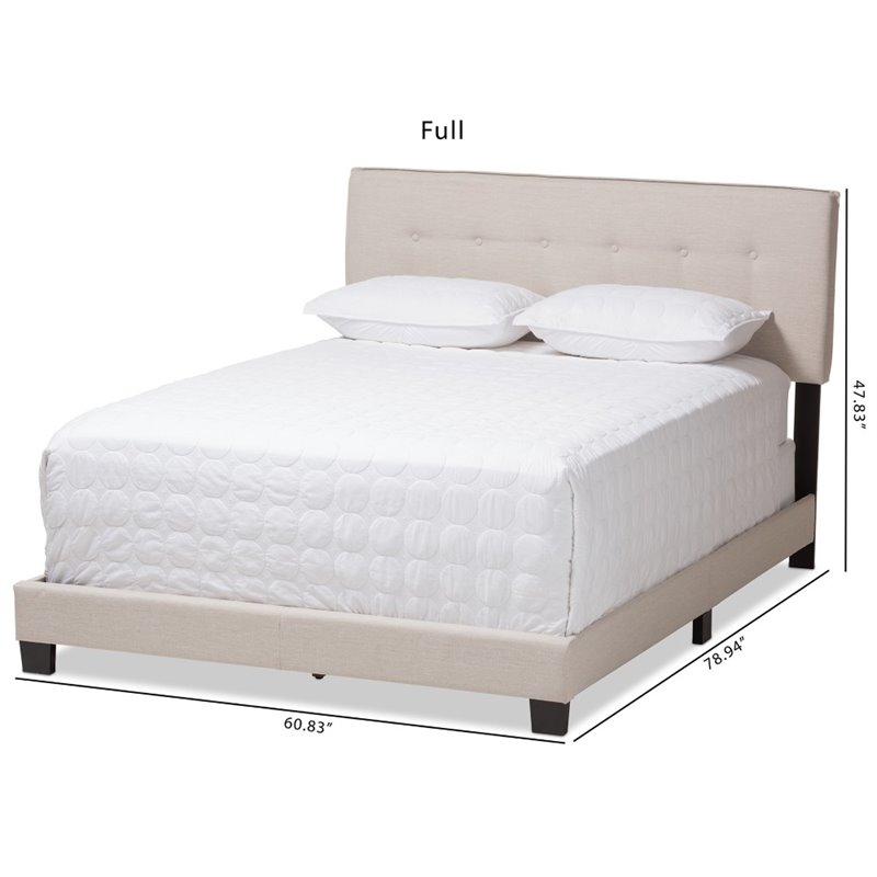 Bowery Hill Traditional Upholstered Fabric Tufted Full Bed in Light Beige