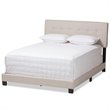 Bowery Hill Traditional Upholstered Fabric Tufted Full Bed in Light Beige
