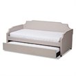 Bowery Hill Fabric Upholstered Twin Size Daybed with Trundle Bed in Beige