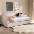 Bowery Hill Fabric Upholstered Twin Size Daybed with Trundle Bed in Beige