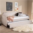 Bowery Hill Fabric Upholstered Twin Size Daybed with Trundle Bed in Beige