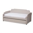 Bowery Hill Fabric Upholstered Twin Size Daybed with Trundle Bed in Beige