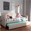 Bowery Hill Contemporary Fabric Tufted Twin Daybed in Beige