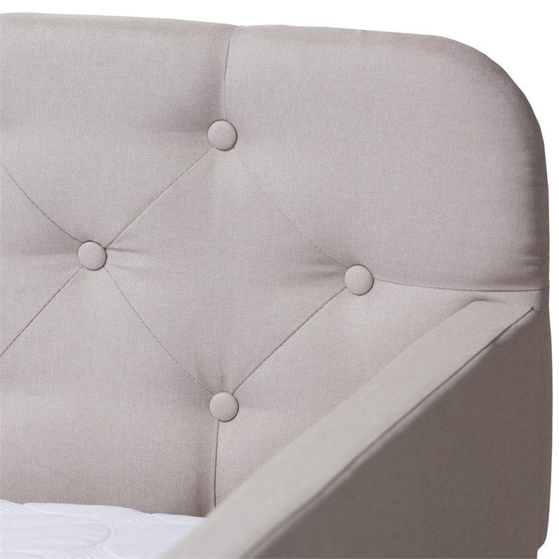 Bowery Hill Contemporary Fabric Tufted Twin Daybed in Beige