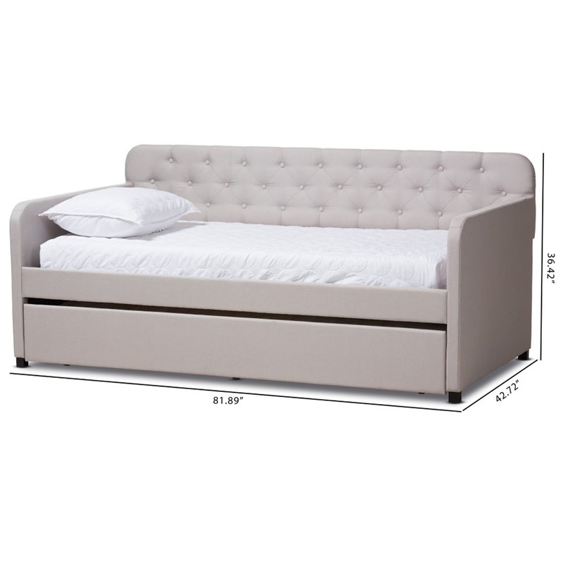 Bowery Hill Contemporary Fabric Tufted Twin Daybed in Beige