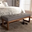 Bowery Hill Tufted Bench in Grey and Walnut Brown