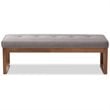 Bowery Hill Tufted Bench in Grey and Walnut Brown