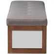 Bowery Hill Tufted Bench in Grey and Walnut Brown