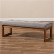 Bowery Hill Tufted Bench in Grey and Walnut Brown