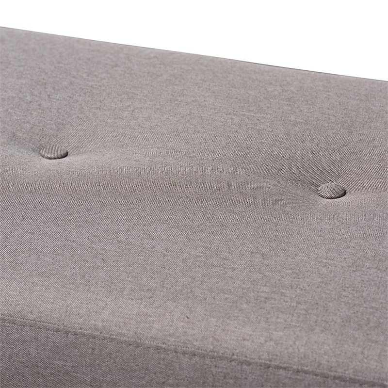 Bowery Hill Tufted Bench in Grey and Walnut Brown