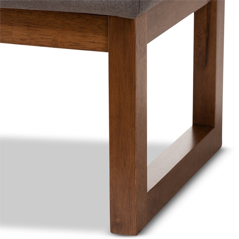 Bowery Hill Tufted Bench in Grey and Walnut Brown