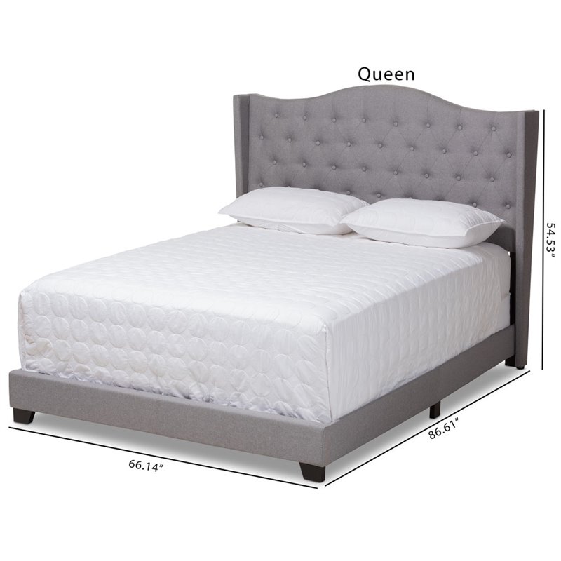 Bowery Hill Traditional Upholstered Fabric Tufted Queen Bed in Grey