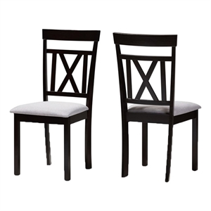 Bowery Hill 18.5&quot Modern Fabric Dining Side Chair in Gray/Brown (Set of 2)