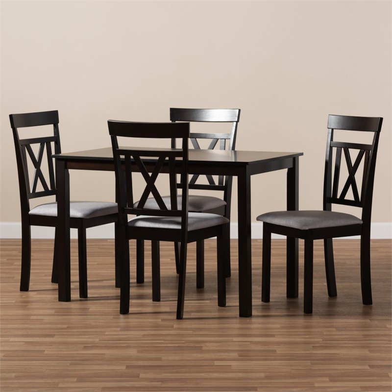 Bowery Hill 5 Piece Dining Set in Brown and Grey