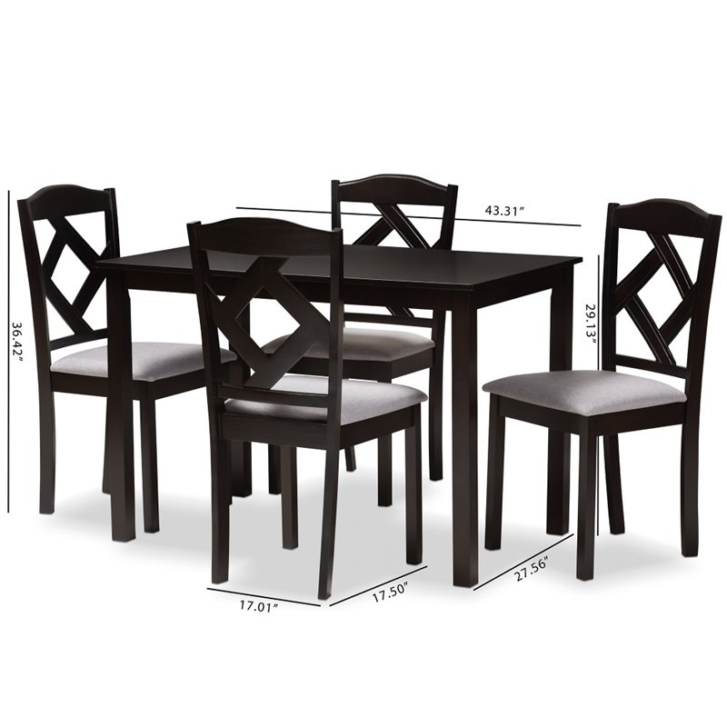 Bowery Hill 5 Piece Dining Set in Brown and Grey