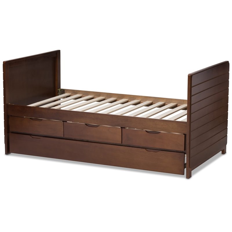 Bowery Hill Contemporary Wood Storage Daybed with Trundle in Mahogany