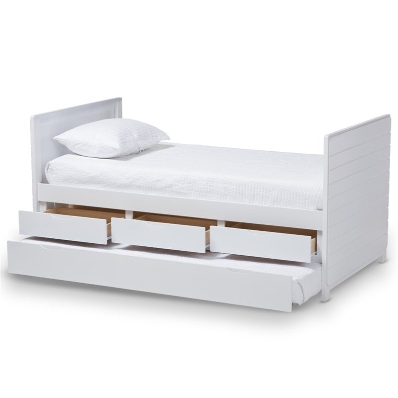 Bowery Hill Wood Storage Daybed with Trundle in White