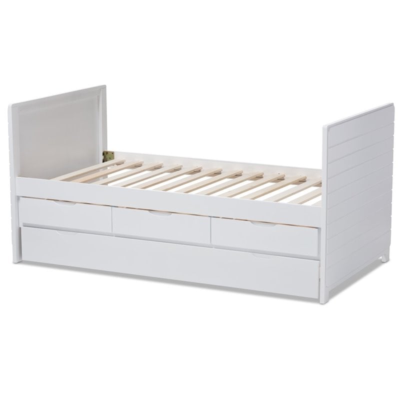 Bowery Hill Wood Storage Daybed with Trundle in White