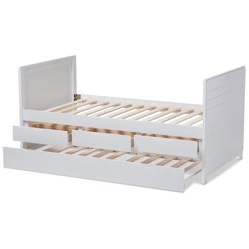 Bowery Hill Wood Storage Daybed with Trundle in White