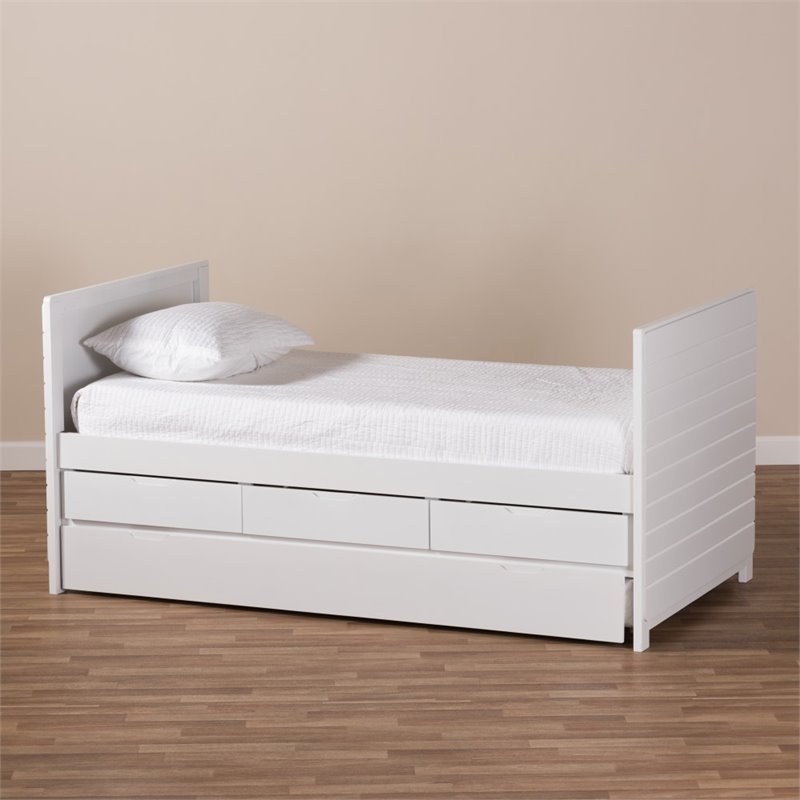 Bowery Hill Wood Storage Daybed with Trundle in White