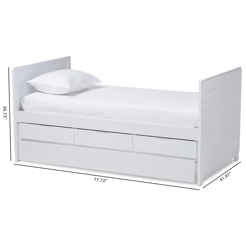 Bowery Hill Wood Storage Daybed with Trundle in White