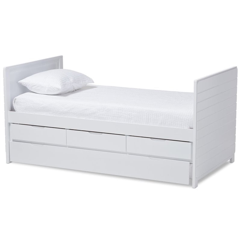 Bowery Hill Wood Storage Daybed with Trundle in White