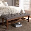 Bowery Hill Tufted Bench in Grey and Walnut Brown