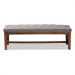 Bowery Hill Tufted Bench in Grey and Walnut Brown
