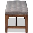 Bowery Hill Tufted Bench in Grey and Walnut Brown