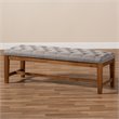 Bowery Hill Tufted Bench in Grey and Walnut Brown