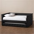 Bowery Hill Fabric Tufted Full Daybed with Trundle in Dark Gray