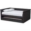 Bowery Hill Fabric Tufted Full Daybed with Trundle in Dark Gray