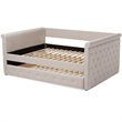 Bowery Hill Fabric Tufted Full Daybed with Trundle in Light Beige