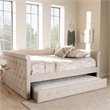 Bowery Hill Fabric Tufted Full Daybed with Trundle in Light Beige