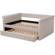 Bowery Hill Fabric Tufted Queen Daybed with Trundle in Beige