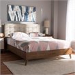 Bowery Hill Mid-Century Wood Tufted King Panel Platform Bed in Light Beige