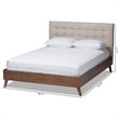 Bowery Hill Mid-Century Wood Tufted King Panel Platform Bed in Light Beige