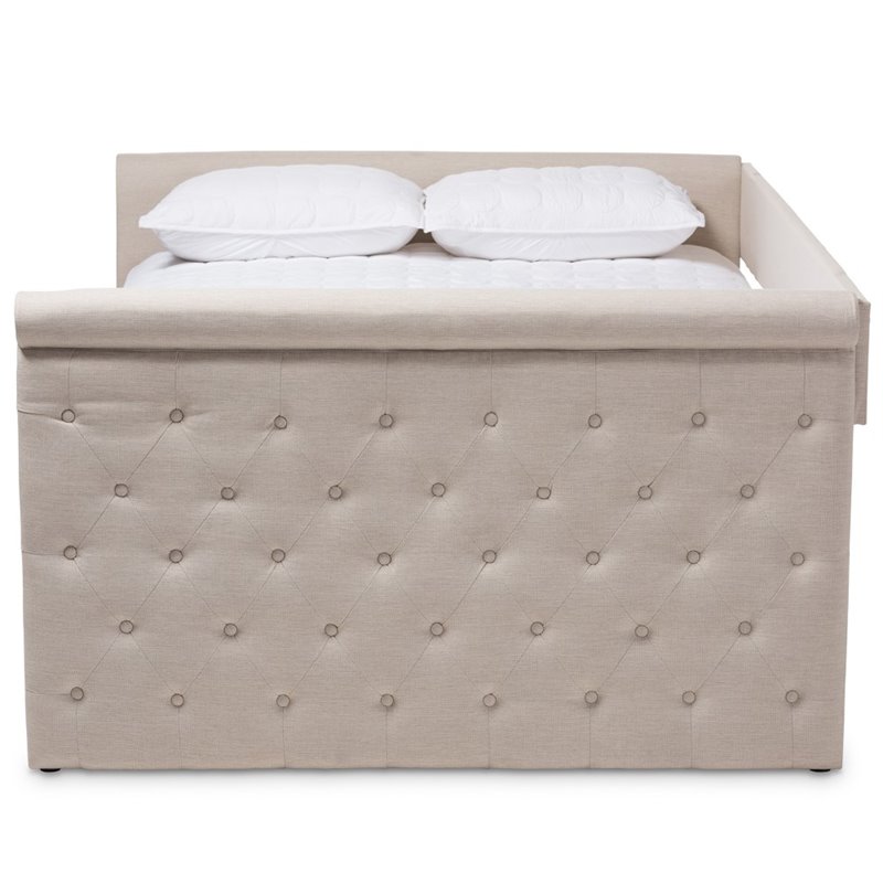 Bowery Hill Tufted Queen Daybed in Light Beige