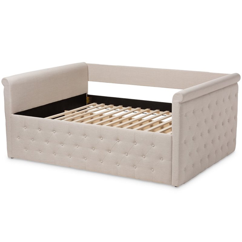 Bowery Hill Tufted Queen Daybed in Light Beige