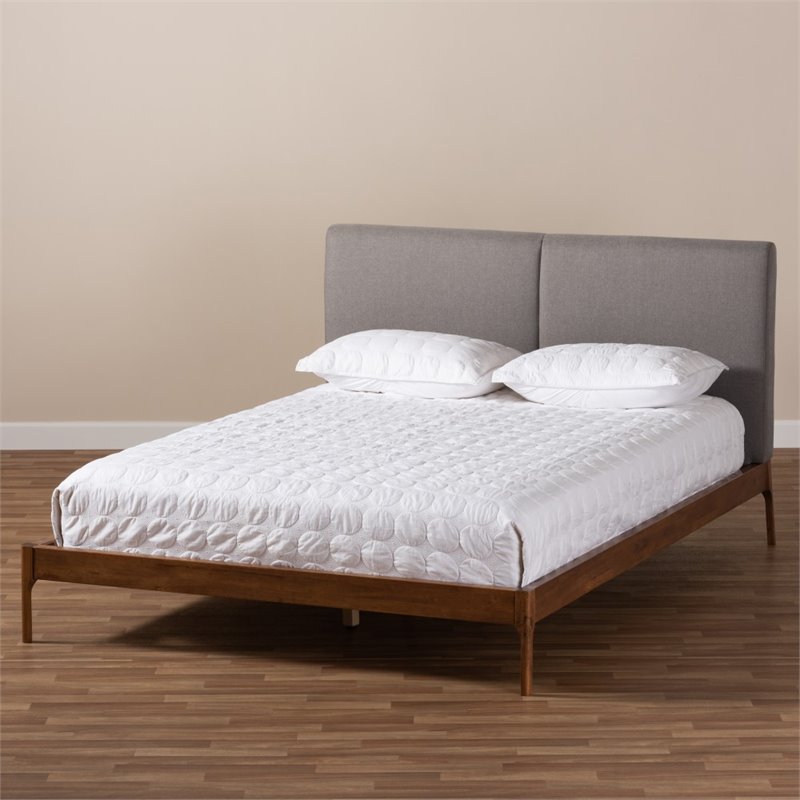 Bowery Hill Modern Upholstered King Platform Bed in Grey