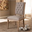 Bowery Hill Tufted Dining Side Chair in Beige and Oak